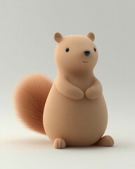 Fototapeta premium Charming squirrel sitting upright indoor studio setting 3d soft colors minimalist design adorable concept