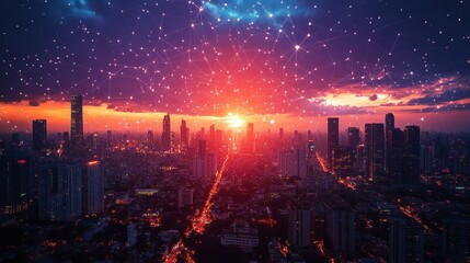 Fototapeta premium Low-latency 5G Connections Powering Advanced Infrastructure and Utilities