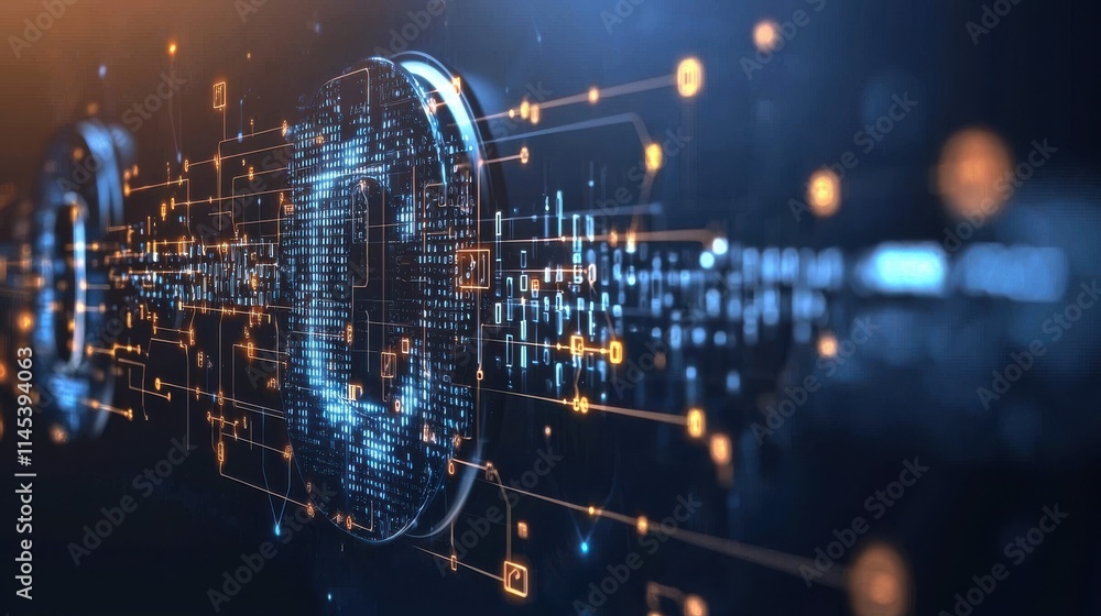 Poster cyber data security measures modern solutions for protecting digital assets in a high-tech environme