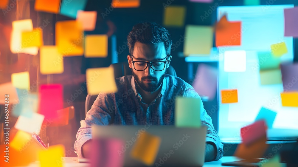 Aufkleber software developer focused on typing ai generated illustration