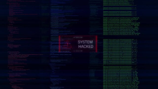 Distorted glitched scrolling programming security hacking code data flow stream Coding, Hacking, Encryption. Error 404 Warning message. computer hacking error message. programming or hacking matrix 3D