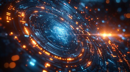 Sci-Fi Geometric Pattern with Futuristic and Digital Rendering