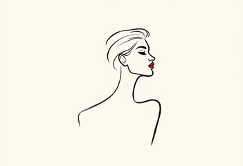 Simplicity Meets Elegance: A Minimalist Line Drawing of a Woman's Profile with Flowing Lines and Subtle Gradients in Low-Saturation Colors