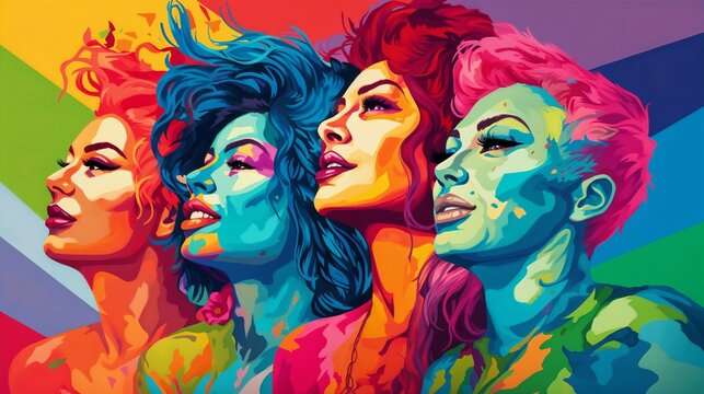 International Women's Day, diversity, equality, women's empowerment campaign, feminism poster, gender equality promotion.Concept of women's diversity, strength, equality, unity, feminism. Colorful fe
