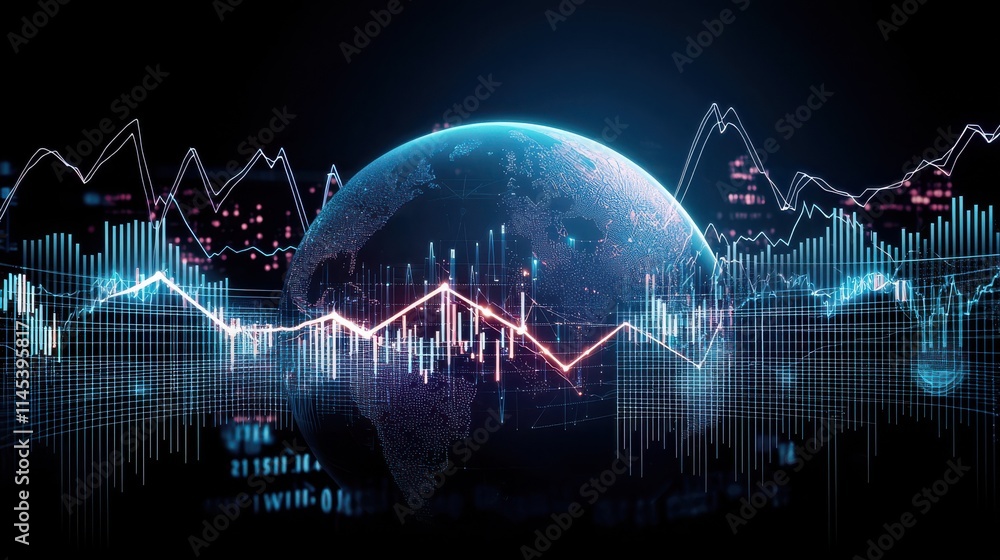 Poster glowing earth with interconnected network of data visualization digital realm conceptual art futuris