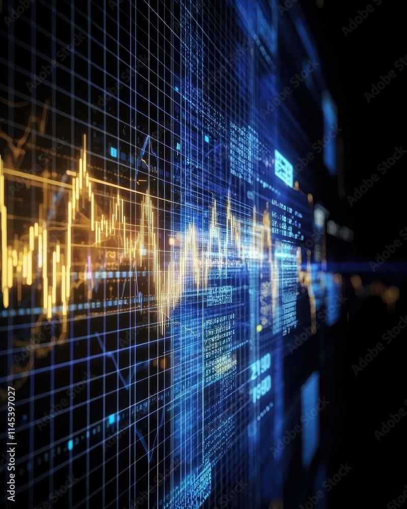 Aufkleber dynamic financial market tickers digital trading environment data visualization abstract closeup vie