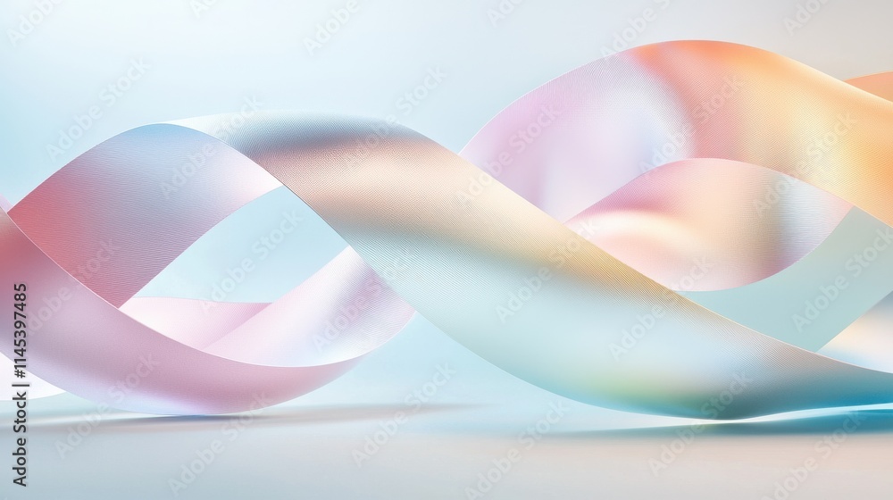 Poster dynamic abstract ribbons floating in air creative design soft colors studio environment artistic per