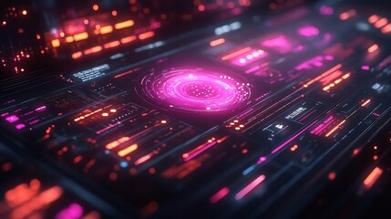 Fototapeta premium Futuristic tech presentation template with transparent elements designed for showcasing innovative ideas