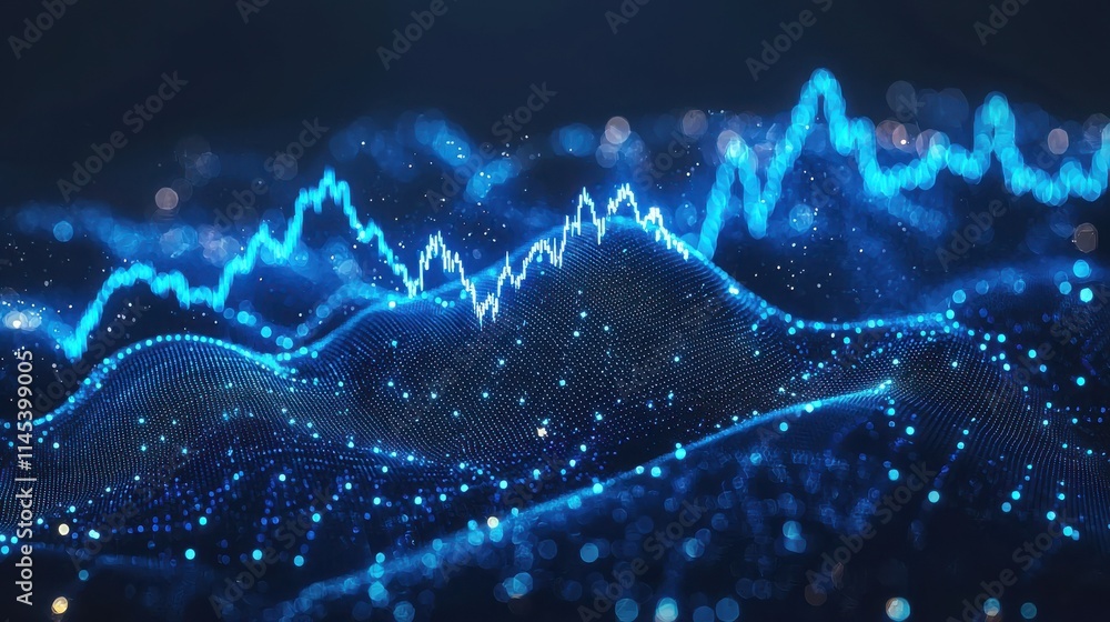 Poster dynamic financial growth visualization abstract digital space graph data analysis high-tech environm