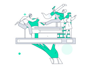 World Book Day Reading Character Flat Vector Concept Operation Hand Drawn Illustration
