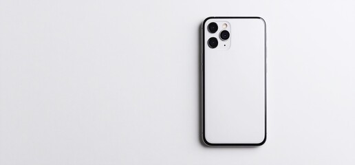 A white smartphone resting on a light surface, minimalistic design.