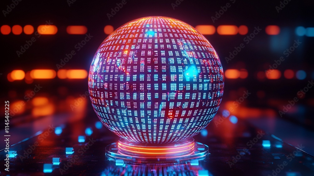 Aufkleber Futuristic glowing sphere with data streams.
