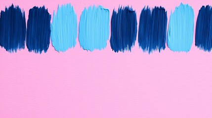 Abstract Blue and Pink Paint Strokes on Canvas