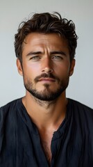 Fototapeta premium Stylish man with short wavy AI generated illustration
