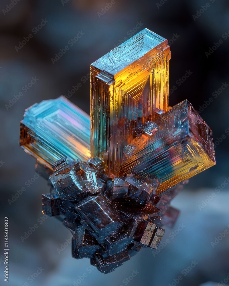 Aufkleber bismuth crystal formation natural setting macro geometric patterns artistic perspective mineral expl