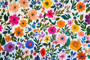 Vibrant Floral Symphony A Whimsical Garden of Colorful Blooms and Lush Greenery
