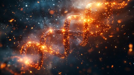 Fototapeta premium Fiery Embers Form A DNA Double Helix Structure