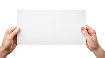 Hand holding blank paper isolated on transparent background Remove png, Clipping Path, pen tool