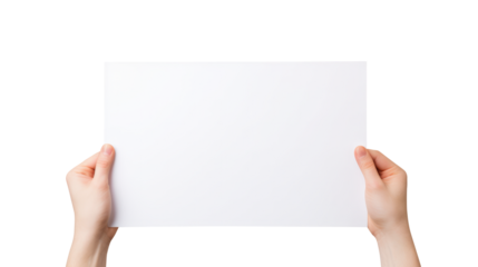 Hand holding blank paper isolated on transparent background Remove png, Clipping Path, pen tool
