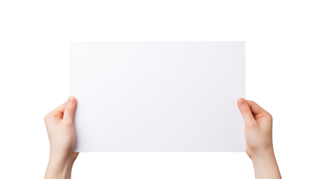 Hand holding blank paper isolated on transparent background Remove png, Clipping Path, pen tool