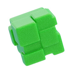 3D Plastic Resin Abstract Green Fragmented Cube
