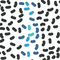 Simulation of a colony of microorganisms or microbes. In the middle, objects are highlighted in blue shades.