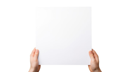 Hand holding blank paper isolated on transparent background Remove png, Clipping Path, pen tool