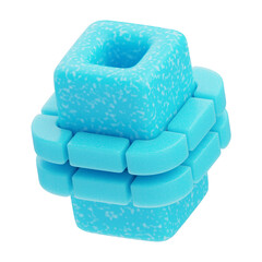 3D Plastic Resin Abstract Blue Layered Block