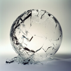 Sphere made of broken glass shards on white background  
