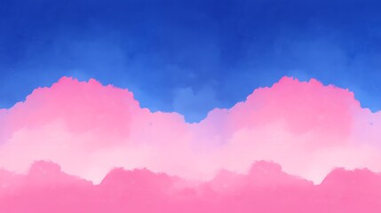 Dreamlike Pink and Blue Sky with Fluffy Clouds