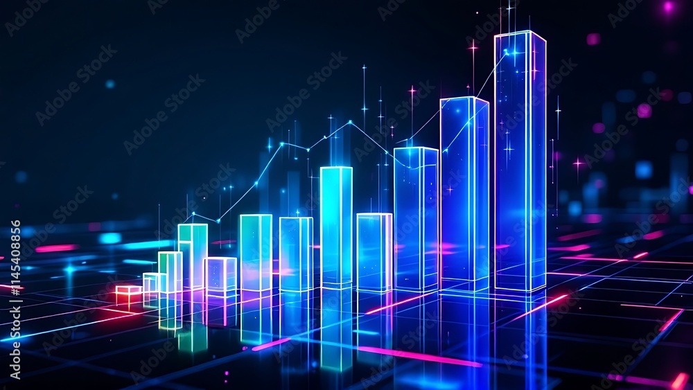 Wall mural E-commerce sales performance visualized with pulsating graphs showing growth trends, data analytics, and digital marketing metrics for online business success.