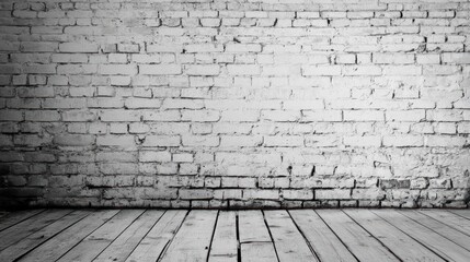 Monochromatic Brick Wall and Wooden Floor Interior