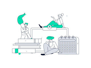 World Book Day Reading Character Flat Vector Concept Operation Hand Drawn Illustration
