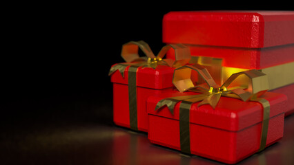 The RED gift box for celebration or holiday concept  3d rendering.