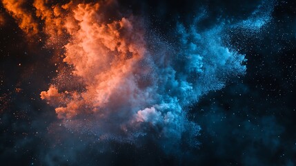 Abstract Orange And Blue Powder Explosion Image
