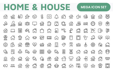 Home Icon Set. A cozy and inviting collection of icons that embody comfort and lifestyle, perfect for enhancing real estate apps, home improvement projects, and websites.