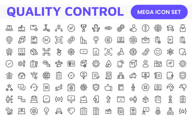 Quality Control line icon set. Included the icons as inspect, QA, qualify, quality control, check, verify, and more.