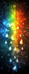 Obraz premium Colorful raindrops falling through space digital art vibrant environment abstract viewpoint enchanting concept