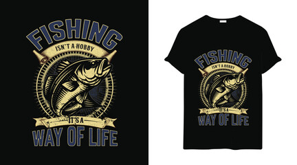Modern Fishing T-Shirt Artwork Featuring Catch of the Day Fishing T shirt design template
