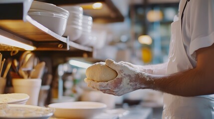 Professional baker kneading dough blurred AI generated illustration