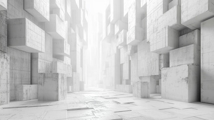 serene, futuristic white blurred background symbolizing order emerging from chaos, evoking concepts of innovation, clarity, and abstract beauty in a minimalist and dynamic composition