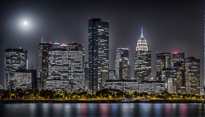 Fototapeta premium corporate office skyline at night