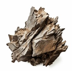 Jagged Rock, Isolated on white background, flat lay 