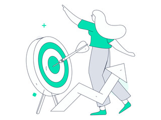 Marketing planning business characters flat vector concept operation hand drawn illustration
