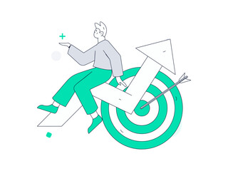 Marketing planning business characters flat vector concept operation hand drawn illustration
