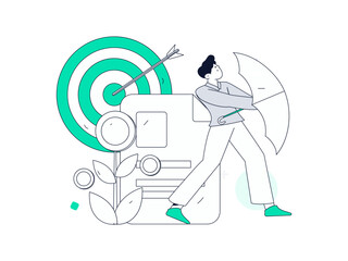 Marketing planning business characters flat vector concept operation hand drawn illustration
