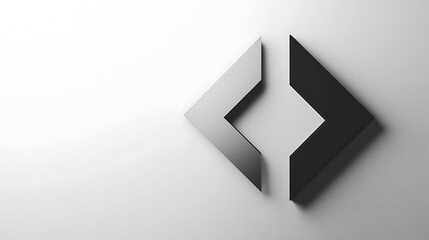 A silver and black diamond shape with a white background