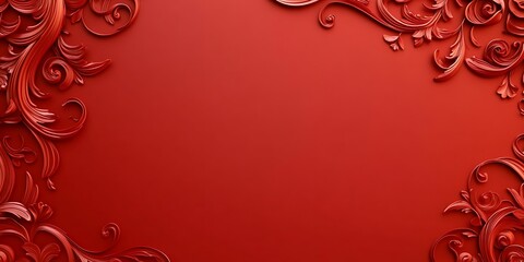 Red ornate floral design frame background
