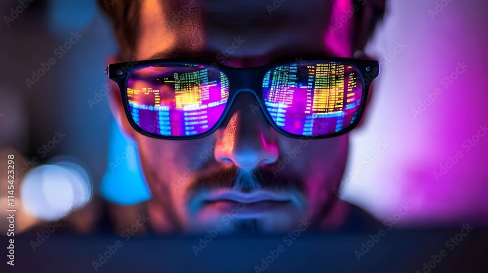Poster professional trader working on a ai generated illustration