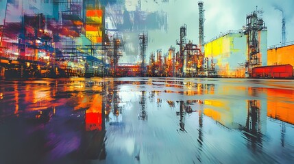 Rainy day at a refinery AI generated illustration